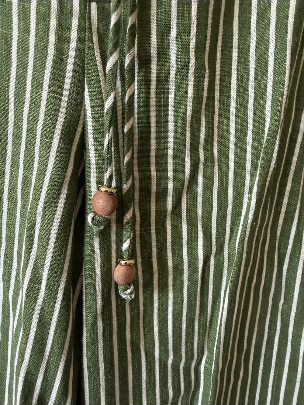 Zara Olive Green & White Striped Wide-Leg Pants Size S